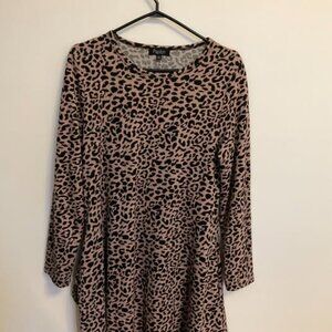 Pink and black animal print dress, medium, with pockets